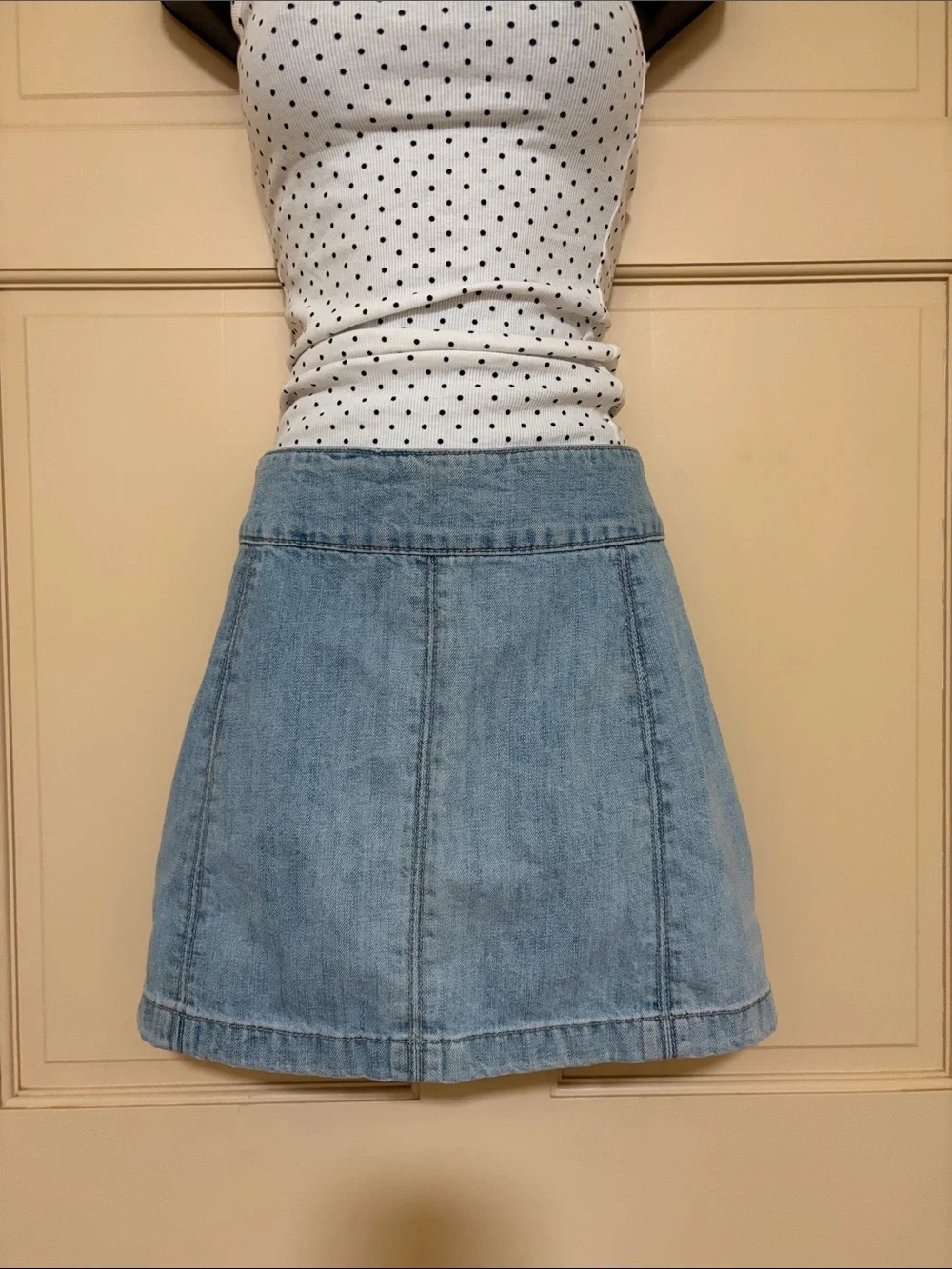 Free People Light Blue Denim Mini Skirt